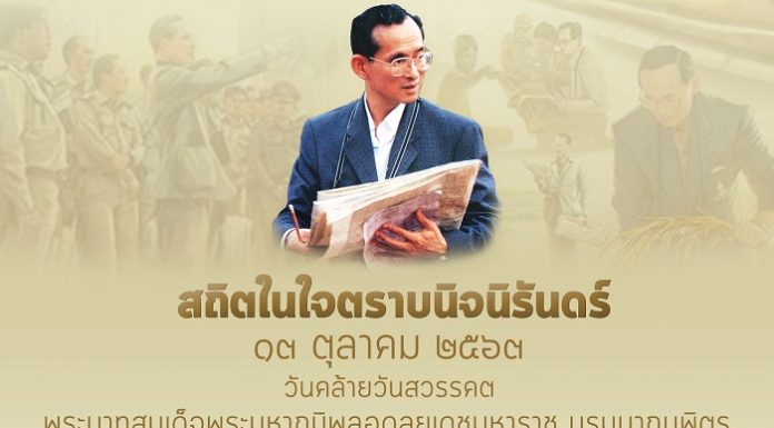 13 ตุลาคม 2563 วันคล้ายวันสวรรคต พระบาทสมเด็จพระบรมชนกาธิเบศร มหาภูมิพลอดุลยเดชมหาราช บรมนาถบพิตร