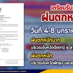 กรมอุตุนิยมวิทยา เตือน ฝนตกหนักบริเวณภาคใต้ และคลื่นลมแรงบริเวณอ่าวไทย ตั้งแต่วันที่ 4 – 8 มกราคม 2564