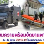 เตรียมความพร้อมจัดยานพาหนะ รับ- ส่ง ผู้ป่วย COVID-19 โรงพยาบาลสนาม ทบ. ค่ายลพบุรีราเมศวร์ จังหวัดสงขลา
