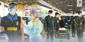 ตรวจเยี่ยมให้กำลังใจ น้องสุดท้องของกองทัพบก รับการฉีดวัคซีนเข็มแรก ป้องกัน COVID-19