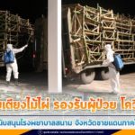 ขนย้ายเตียงไม้ไผ่ เพื่อรองรับผู้ป่วยโควิด-19 ที่เข้ามารับการรักษา