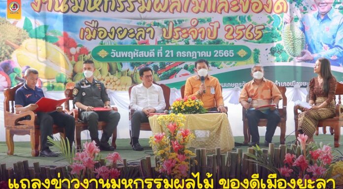 จ.ยะลา แถลงข่าวงานมหกรรมผลไม้ ของดีเมืองยะลา กระตุ้นเศรษฐกิจ สร้างภาพลักษณ์การท่องเที่ยวในพื้นที่