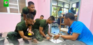 ฝึกวิชาชีพก่อนปลดประจำการ “หลักสูตร ช่างปูกระเบื้อง”