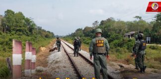 บูรณาการร่วม 3 ฝ่าย ซักซ้อมแผนเผชิญเหตุและรักษาความปลอดภัยเส้นทางรถไฟ ในพื้นที่อำเภอระแงะ จังหวัดนราธิวาส