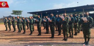 กองร้อยป้องกันชายแดนที่ 3 กองบังคับการควบคุม สุริโยทัย นำกำลังพลรวมแถวประจำวัน สวดมนต์ถวายพระพรให้ “เจ้าฟ้าพัชรกิติยาภา”