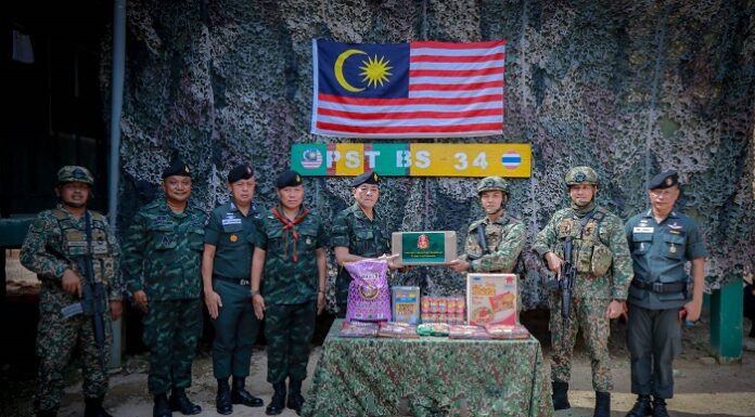 เยี่ยมให้กำลังใจเจ้าหน้าที่ประจำฐานปฏิบัติการร่วม หลักเขตแดน 34 และ 36/100 อ.สะบ้าย้อย จ.สงขลา สร้างความร่วมมือ ความมั่นคงตามแนวชายแดนไทย – มาเลเซีย อย่างยั่งยืน