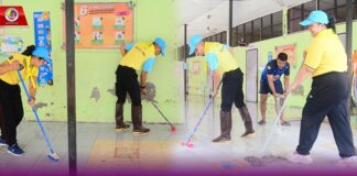 ทหารพราน 48 ช่วยฟื้นฟูสถานศึกษาหลังน้ำลด ให้กลับสู่สภาพเดิม