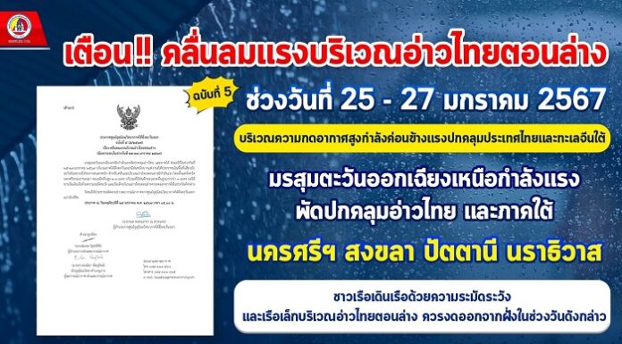 แจ้งเตือนประชาชนให้เฝ้าระวังระดับน้ำที่อาจสูงขึ้น หลังฝนตกต่อเนื่องในพื้นที่