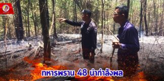ทหารพราน 48 นำกำลังพลดับไฟป่าบ้านโต๊ะเด็ง จ.นราธิวาส