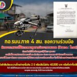 กอ.รมน.ภาค 4 สน. ขอความร่วมมือ ปฏิบัติตามมาตรการควบคุมการใช้อากาศยานที่ใช้การควบคุมการบินจากภายนอก (Drone : โดรน) ในพื้นที่จังหวัดชายแดนภาคใต้ และ 4 อำเภอของจังหวัดสงขลา