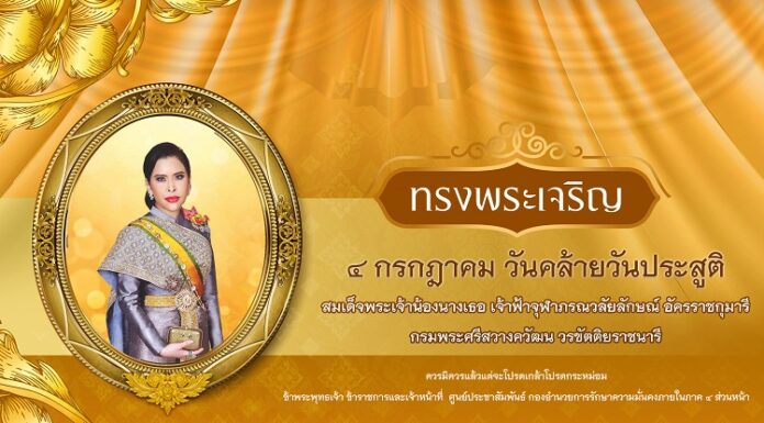 ๔ กรกฎาคม ๒๕๖๗ วันคล้ายวันประสูติ สมเด็จพระเจ้าน้องนางเธอ เจ้าฟ้าจุฬาภรณวลัยลักษณ์ อัครราชกุมารี กรมพระศรีสวางควัฒน วรขัตติยราชนารี