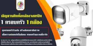 เชิญชวนติดตั้งกล้องวงจรปิด 1 ครอบครัว 1 กล้อง ทุกครอบครัวร่วมกันสร้างสังคมตาสับปะรด เพื่อความปลอดภัยในสังคม ครอบครัวและคนที่เรารัก