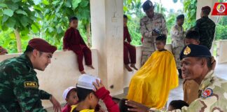 “..หน่วยเฉพาะกิจสันติสุขจัดกิจกรรมจิตอาสาพัฒนาสถานศึกษา พร้อมบริการตัดผมฟรี..”