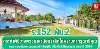 ร.152 พัน.2 กระทำพิธีวางพวงมาลาน้อมรำลึกในพระมหากรุณาธิคุณ พระบาทสมเด็จพระจุลจอมเกล้าเจ้าอยู่หัว เนื่องในวันปิยมหาราช ประจำปี 2567