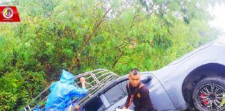 ชุดปฏิบัติการจรยุทธ์ กองร้อยทหารพรานที่ 4614 เข้าช่วยเหลือประชาชนรถกระบะลื่นไถลตกถนน บ้านยือลาแป ต.สุวารี อ.รือเสาะ จ.นราธิวาส