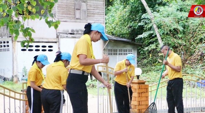 จิตอาสาทหารพราน 42 จัดกิจกรรมจิตอาสาพัฒนาศาสนสถาน เนื่องในวันคล้ายวันพระบรมราชสมภพ รัชกาลที่ 9 วันพ่อแห่งชาติ และวันชาติไทย