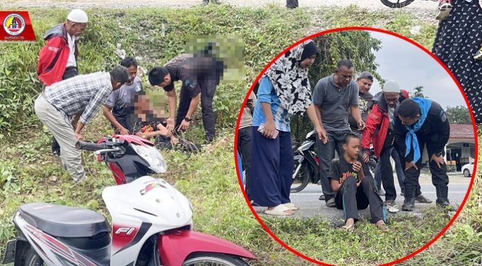 ทหารพราน 46 ช่วยเหลือประชาชนที่ประสบอุบัติเหตุรถจักรยานยนต์เสียหลักตกลงข้างทาง