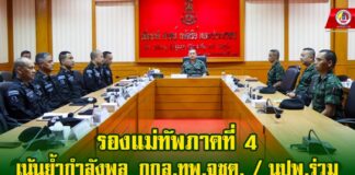 รอง มทภ.4 เน้นย้ำกำลังพล กกล.ทพ.จชต. / นปพ.ร่วม “กำชับปฏิบัติหน้าที่เชิงรุก“ เชื่อมั่นในขีดความสามารถของเจ้าหน้าที่ต่อการรักษาพื้นที่