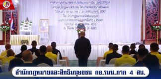 สำนักกฎหมายและสิทธิมนุษยชน กอ.รมน.ภาค 4 สน. จัดอบรมการสร้างความรู้ความเข้าใจเกี่ยวกับสิทธิมนุษยชน ระเบียบ ขั้นตอน วิธีปฏิบัติในการบังคับใช้กฎหมายที่เกี่ยวข้องให้กับเจ้าหน้าที่หน่วยงานความมั่นคงในโครงสร้าง กอ.รมน.ภาค 4 สน. ประจำปีงบประมาณ 2568