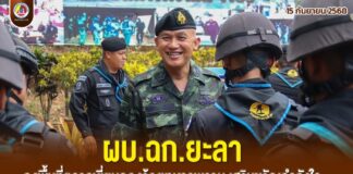 ผบ.ฉก.ยะลา ลงพื้นที่ตรวจเยี่ยมกองร้อยทหารพราน เสริมขวัญกำลังใจ มุ่งยกระดับประสิทธิภาพการปฏิบัติหน้าที่