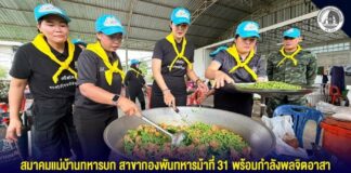 สมาคมแม่บ้านทหารบก สาขากองพันทหารม้าที่ 31 ร่วมกำลังพล ลงพื้นที่อำเภอสะบ้าย้อย จังหวัดสงขลา จัดตั้งครัวพระราชทาน ช่วยเหลือผู้ประสบอุทกภัย