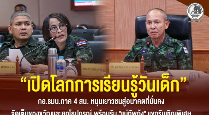 เปิดโลกการเรียนรู้วันเด็ก! กอ.รมน.ภาค 4 สน. หนุนเยาวชนสู่อนาคตที่มั่นคง จัดเต็มของขวัญและยุทโธปกรณ์ พร้อมรับ “แม่ทัพกุ้ง” แขกรับเชิญพิเศษ