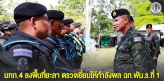 มทภ.4 ลงพื้นที่ยะลา ตรวจเยี่ยมให้กำลังพล ฉก.พัน.ร.ที่ 1 กำชับดูแลพื้นที่หลังห้วงเทศกาลปีใหม่ และห้วงกิจกรรมวันเด็กแห่งชาติ ย้ำปฏิบัติหน้าที่ไม่ประมาท พร้อมรับมือทุกสถานการณ์