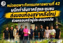 หน่วยเฉพาะกิจกรมทหารพรานที่ 42 ผนึกกำลังภาครัฐและชุมชน ส่งมอบห้องสุขาหลังใหม่ช่วยครอบครัวผู้ประสบอุทกภัย อำเภอมายอ จังหวัดปัตตานี