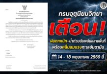 กรมอุตุนิยมวิทยาเตือน! ฝนตกหนัก–น้ำท่วมฉับพลันหลายพื้นที่ พร้อมคลื่นลมแรงทะเลอันดามัน 14 – 18 พฤษภาคม 2569 นี้