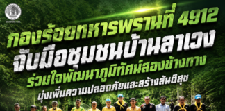 กองร้อยทหารพรานที่ 4912 จับมือชุมชนบ้านลาเวง ร่วมใจพัฒนาภูมิทัศน์สองข้างทาง มุ่งเพิ่มความปลอดภัยและสร้างสันติสุข