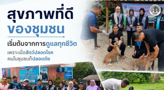 “สุขภาพที่ดีของชุมชน เริ่มต้นจากการดูแลทุกชีวิต เพราะเมื่อสัตว์ปลอดโรค คนในชุมชนก็ปลอดภัย” ฉก.ทพ.41 ผนึกกำลัง ปศุสัตว์ อบต. และ อสม. ฉีดวัคซีนป้องกันโรคพิษสุนัขบ้าในอำเภอรามัน สร้างความปลอดภัยให้คนและสัตว์ในชุมชน