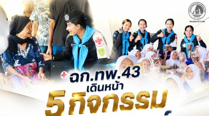 ฉก.ทพ.43 เดินหน้า 5 กิจกรรมสร้างสรรค์ พัฒนาคุณภาพชีวิตเยาวชนและประชาชน เติมรอยยิ้ม สร้างความสุขในโรงเรียนบ้านท่าคลอง
