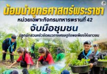 น้อมนำยุทธศาสตร์พระราชา หน่วยเฉพาะกิจกรมทหารพรานที่ 42 จับมือชุมชน ปลูกผักสวนครัวยึดแนวทางเศรษฐกิจพอเพียงให้เยาวชน