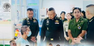แม่ทัพภาคที่ 4 พร้อมด้วย ประธานสมาคมแม่บ้านทหารบก สาขากองทัพภาคที่ 4 เยี่ยมให้กำลังใจกำลังพลที่ได้รับบาดเจ็บจากการปฏิบัติหน้าที่ในพื้นที่ อำเภอจะแนะ จังหวัดนราธิวาส