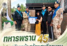ทหารพราน 45 เดินหน้าสร้างสุขถึงชุมชน ลงพื้นที่เยี่ยมผู้ยากไร้ พร้อมมอบถุงยังชีพ เติมกำลังใจ ไม่ทิ้งใครไว้ข้างหลัง