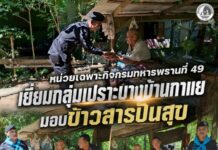 หน่วยเฉพาะกิจกรมทหารพรานที่ 49 เยี่ยมกลุ่มเปราะบางบ้านกาแย มอบข้าวสารปันสุข