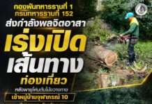 “ทุกภารกิจเพื่อประชาชน ทุกความเดือดร้อนต้องได้รับการดูแล” กองพันทหารราบที่ 1 กรมทหารราบที่ 152 ส่งกำลังพลจิตอาสา เร่งเปิดเส้นทางท่องเที่ยว หลังพายุโค่นต้นไม้ขวางทางเข้าหมู่บ้านจุฬาภรณ์ 10 อำเภอเบตง จังหวัดยะลา