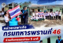 หน่วยเฉพาะกิจกรมทหารพรานที่ 46 ร่วมกิจกรรมเสาธง 5 นาที สร้างจิตสำนึกรักชาติแก่เยาวชน โรงเรียนตาดีกานูรูลดีน อ.รือเสาะ จ.นราธิวาส