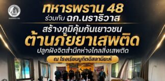 ทหารพราน 48 ร่วมกับ ฉก.นราธิวาส สร้างภูมิคุ้มกันเยาวชนต้านภัยยาเสพติด ปลูกฝังจิตสำนึกห่างไกลสิ่งเสพติด ณ โรงเรียนบูกิตอิสลามียะห์