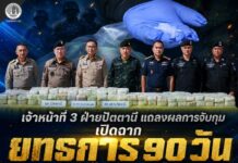 เจ้าหน้าที่ 3 ฝ่ายปัตตานี แถลงผลการจับกุม เปิดฉาก “ยุทธการ 90 วัน” สกัดยาไอซ์ 200 กิโลกรัม มูลค่าทะลุ 100 ล้าน