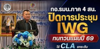 กอ.รมน.ภาค 4 สน. ปิดการประชุม IWG ทบทวนแผนปี 69ใช้ CLA ยกระดับการวิเคราะห์ปัญหา มุ่งแก้ปัญหาชายแดนใต้อย่างยั่งยืน