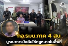 กอ.รมน.ภาค 4 สน. บูรณาการบังคับใช้กฎหมายในพื้นที่ อ.ตากใบ จ.นราธิวาส ตรวจพบอาวุธปืนผิดกฎหมาย ดำเนินคดีตามกฎหมาย