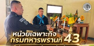 หน่วยเฉพาะกิจกรมทหารพรานที่ 43 ร่วมบุญฉลองข้าวตอกช่วงเข้าพรรษา ขับเคลื่อนธรรมนูญหมู่บ้าน 9 ดี เสริมสัมพันธ์ชุมชนโคกโพธิ์