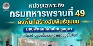 หน่วยเฉพาะกิจกรมทหารพรานที่ 49 ลงพื้นที่สร้างสัมพันธ์ชุมชน มอบพัดลมให้มัสยิดนูรูลฮูดา เสริมสร้างรอยยิ้มและความร่วมมือในพื้นที่