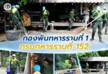 กองพันทหารราบที่ 1 กรมทหารราบที่ 152 ร่วมกิจกรรมจิตอาสาพัฒนา สืบสานความดี ถวายเป็นพระราชกุศล เนื่องในโอกาสวันแม่แห่งชาติ