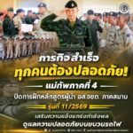 ภารกิจสำเร็จ ทุกคนต้องปลอดภัย แม่ทัพภาคที่ 4 ปิดการฝึกหลักสูตรผู้นำ อส.จชต. ภาคสนาม รุ่นที่ 11/2569 เสริมความแข็งแกร่งกำลังพลดูแลความปลอดภัยบนขบวนรถไฟ