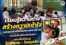 “เรียนรู้ความต่าง สร้างความเข้าใจ” หน่วยเฉพาะกิจกรมทหารพรานที่ 33 ร่วมกับโรงเรียนบันนังสตา สร้างพื้นที่เรียนรู้ไทยพุทธ – ไทยมุสลิม เสริมรากฐานสังคมพหุวัฒนธรรม