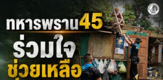 ทหารพราน 45 ร่วมใจช่วยเหลือประชาชน ซ่อมแซมบ้านเสียหายจากพายุลมแรง เติมความอบอุ่น สร้างขวัญกำลังใจในพื้นที่