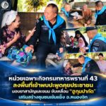 หน่วยเฉพาะกิจกรมทหารพรานที่ 43 ลงพื้นที่เข้าพบปะพูดคุยประชาชน มอบยาสามัญและขนม ขับเคลื่อน “ฮูกุมปากัต” เสริมสร้างชุมชนเข้มแข็ง อ.หนองจิก