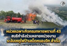 หน่วยเฉพาะกิจกรมทหารพรานที่ 43 สนธิกำลังร่วมหลายหน่วยงาน ระงับเหตุไฟป่าเสม็ดหนองจิก สำเร็จ ควบคุมสถานการณ์ได้เรียบร้อย